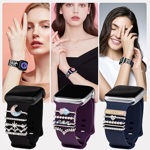 Miniatura 4 de Dijes para correa de reloj, mejora la correa de tu reloj con elegantes anillos decorativos compatibles con correas de Apple Watch de 1.772 pulgadas,