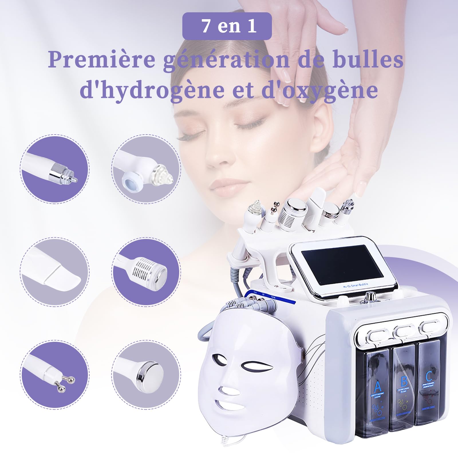 Hydrafacial 7 En 1 Machine à Oxygène à Hydrafacial Profession Nettoyage En Profondeur Microdermabrasion Exfoliante Petit Appareil De Beauté à Bulles éliminer Les Rides Dermabrasion