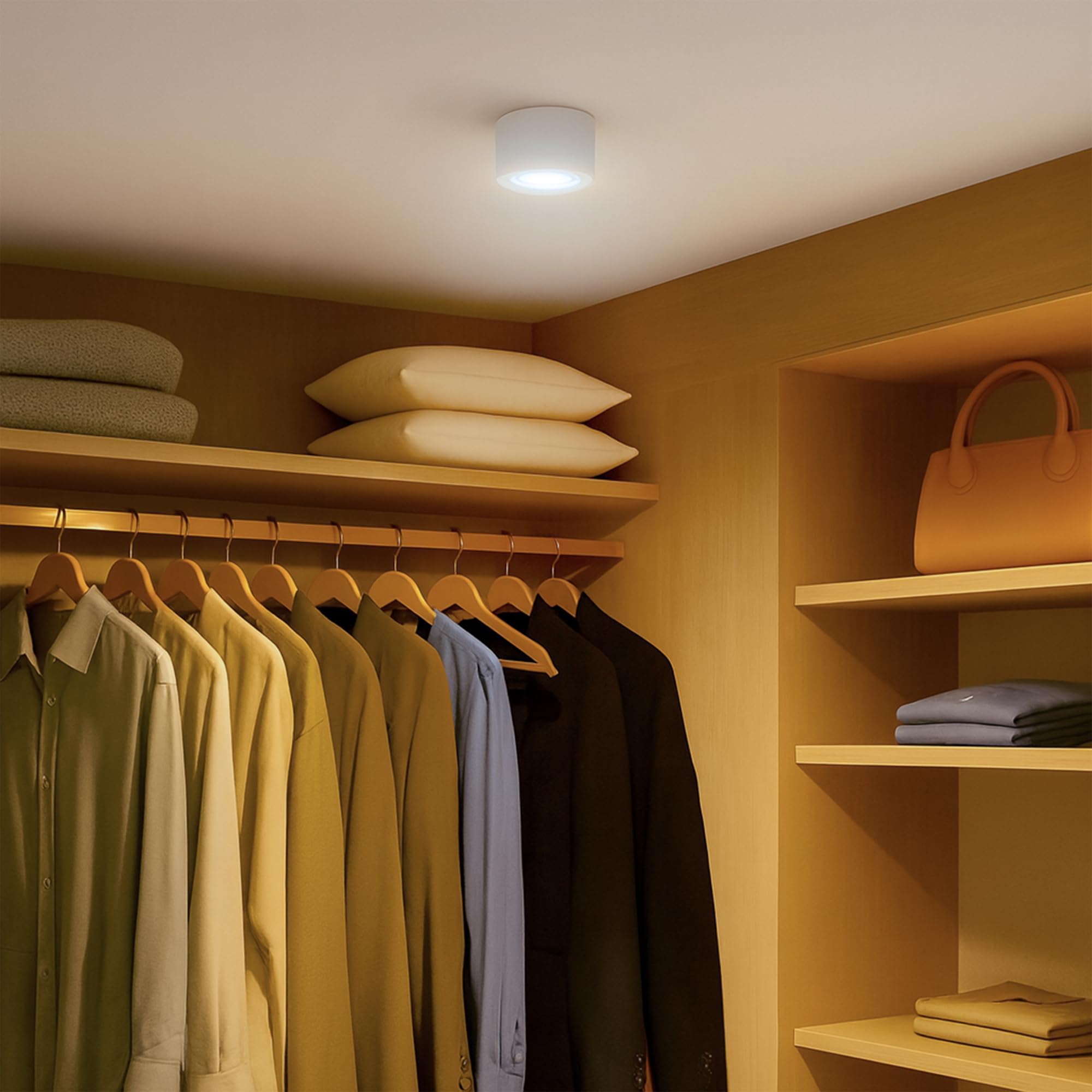 SSC-LUXon 4 x LANTI Aufbauspot weiß rund silber Innenring – schwenkbarer Strahler mit LED 4W neutralweiß 230V – Spot für Wohnzimmer & Küche