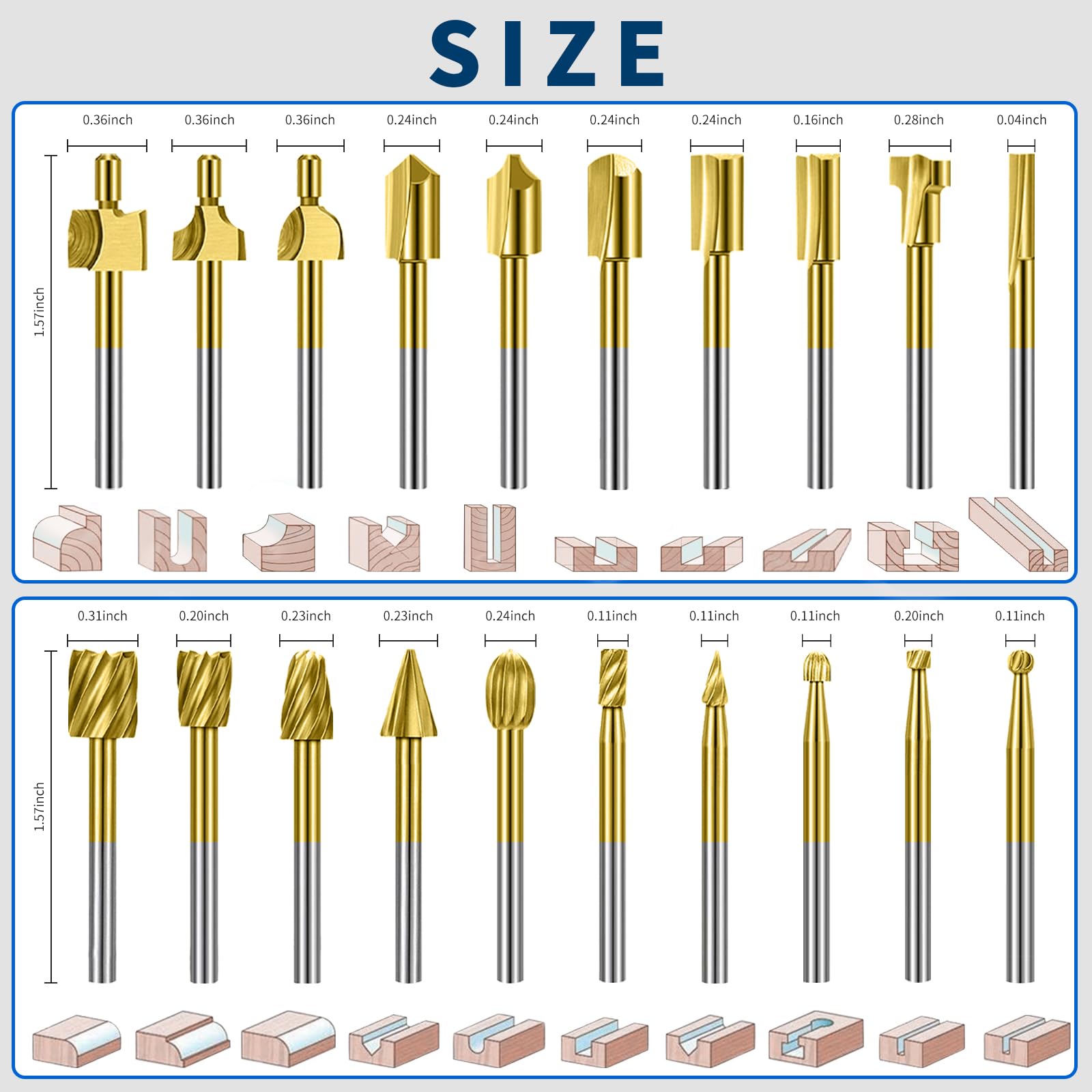 Titanium Router Bits - 20 Piece Wood Carving Set -2