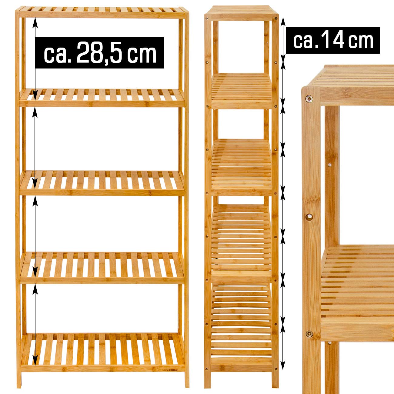DuneDesign Bamboo Shoe Rack - 60cm wide - 69x60x26 Wooden Shelf
