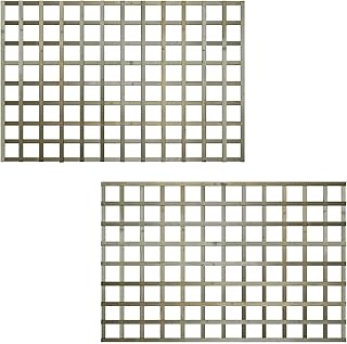 Premier Flat 6x4ft (W: 6ft x H: 4ft) Frameless Rough-Sawn Square Trellis Pressure-Treated Garden Panel with 100-120mm Squares Fence Topper/Wall Art Width 1828mm x Height: 1200mm
