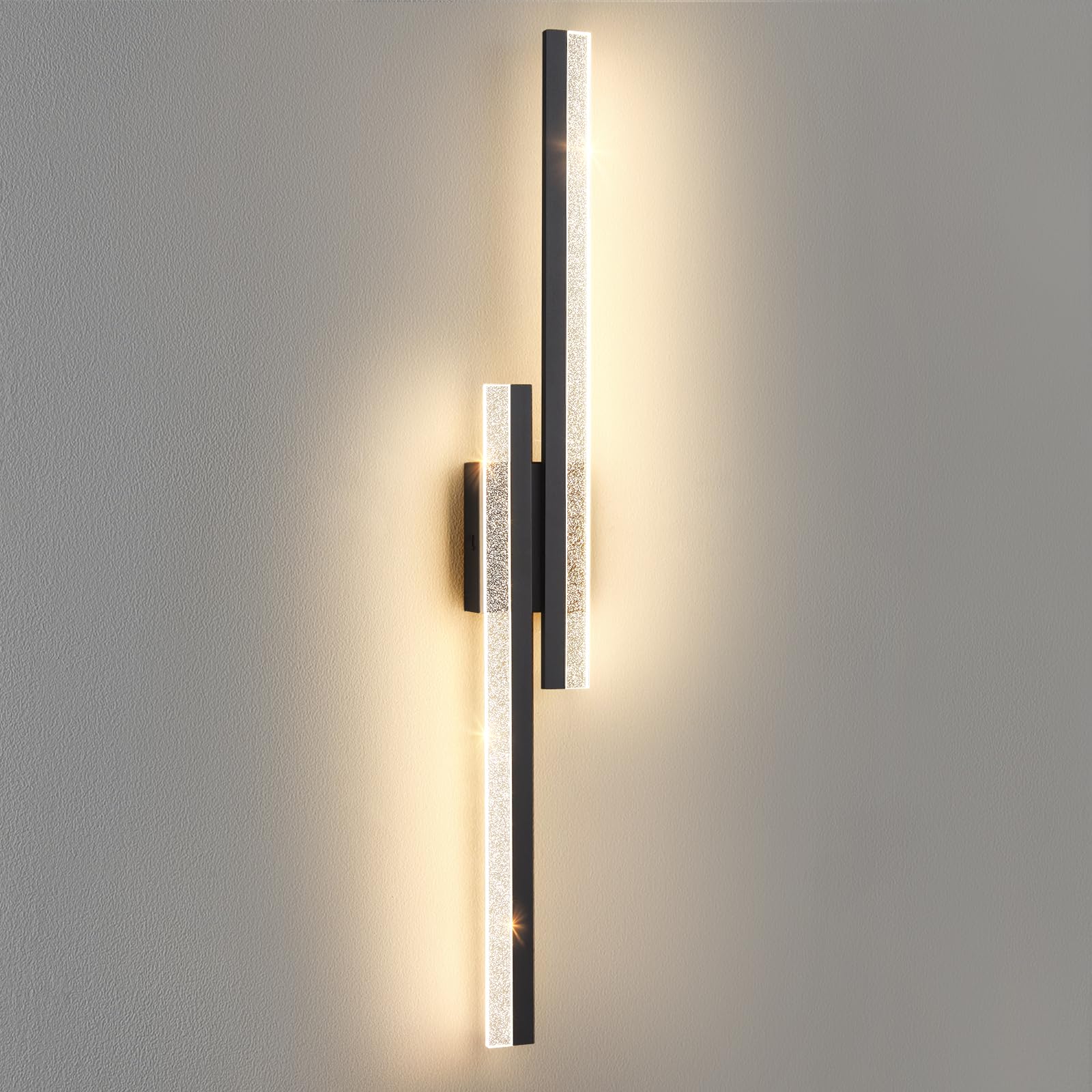Modern Black Wall Sconces 31.5In Hardwired Wall Light Fixtures Dimmable LED Sconce Wall Lighting Indoor Wall Lamps for Living Room Bedroom Bathroom Hallway Stairs 3000K