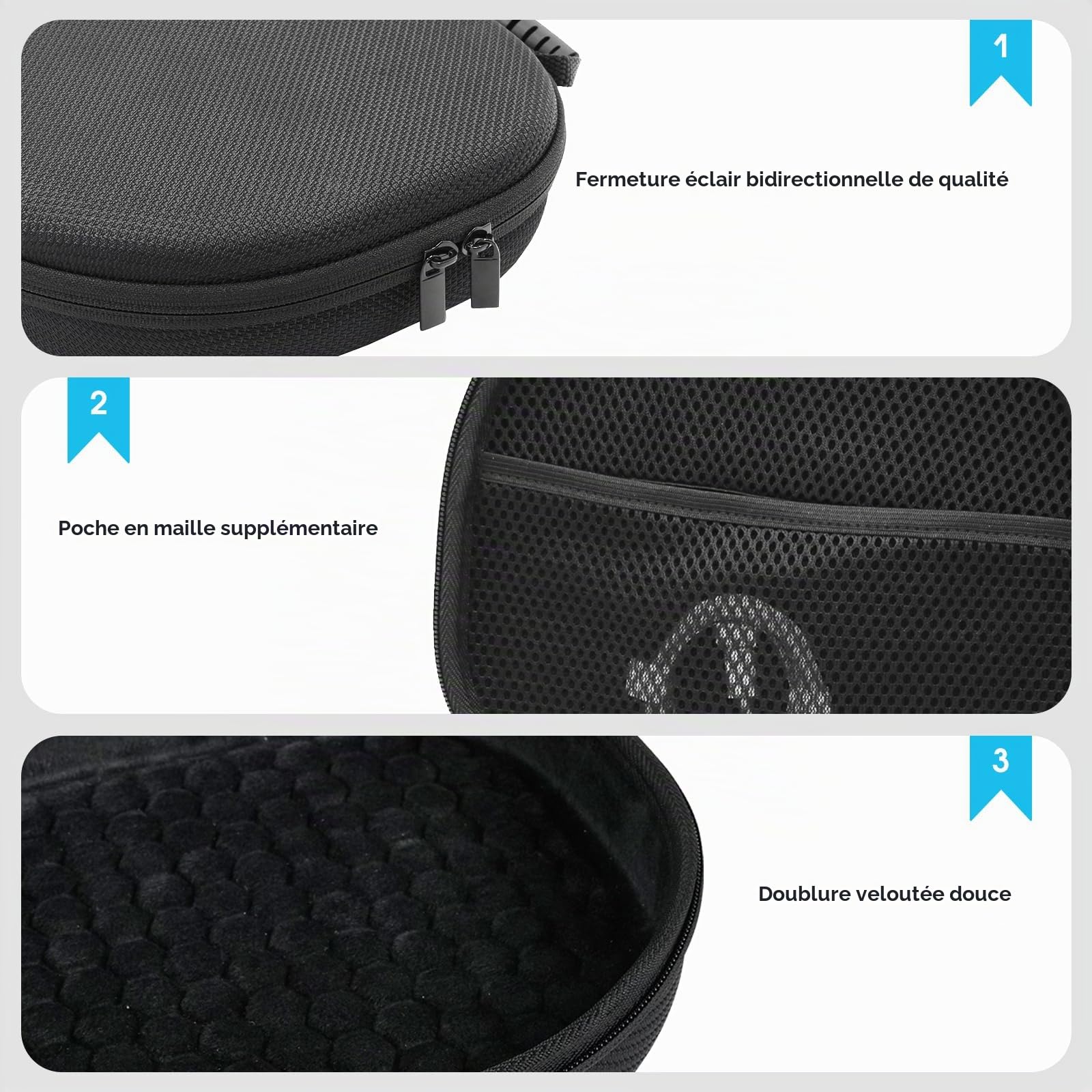 ProCase Étui Transport Rigide pour AirPods Max 2020/2024 avec Couvercle et Pochette en Filet, Noir