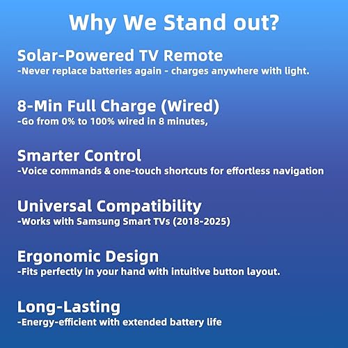 Miniatura 8 de BN59-01385A Reemplazo de control remoto solar por voz para televisores Samsung (modelos 2018-2025), universal compatible con televisores Smart, Neo