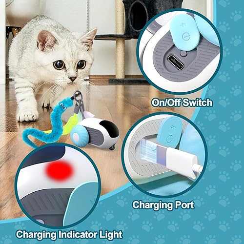 Miniatura 5 de BABORUI Juguete interactivo mejorado para gatos 3.0 con control remoto de 2 velocidades, juguetes automáticos para gatos de interior