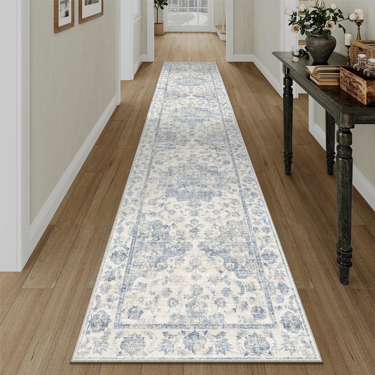 2x12 Blue Neutral Runner Rug