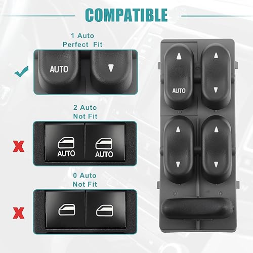 Miniatura 4 de ACROPIX Interruptor de elevalunas eléctrico delantero izquierdo para Ford Expedition Excursion F-250 Super Duty No.XL1Z14529BA - Paquete de 1 unidad