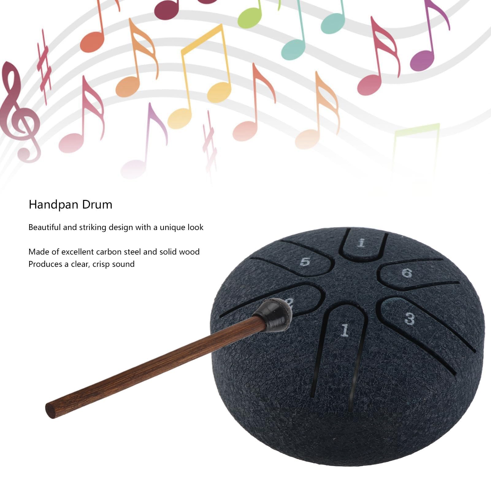 Handpan Bęben Bęben Językowy ze Stali Węglowej Mini 6 Uwaga Bezproblemowy Bęben Instrument Perkusyjny z Podudzie dla Początkujących (Ciemnoniebieski)