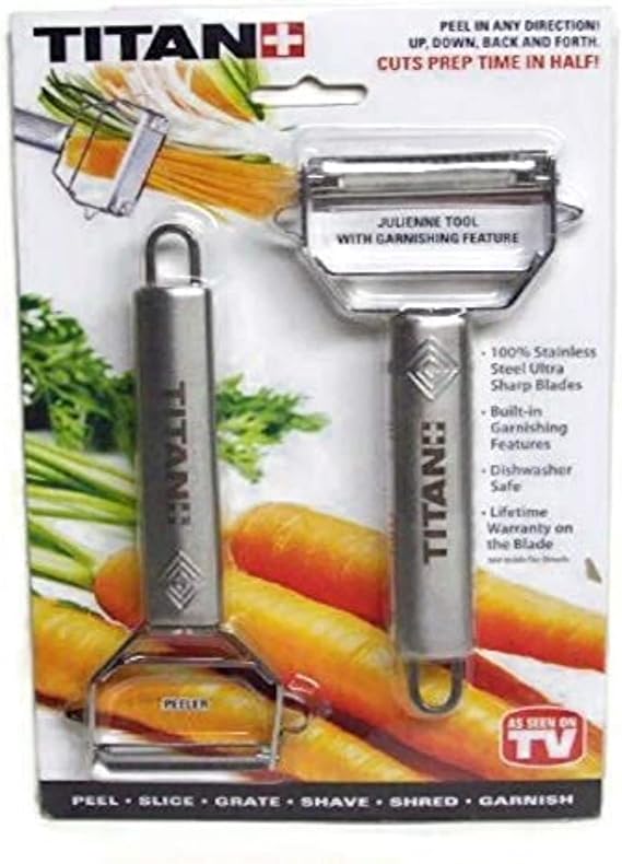 Titan Peeler Stainless Steel Blade Vegetable Peeler Julienne Tool with Garnishing