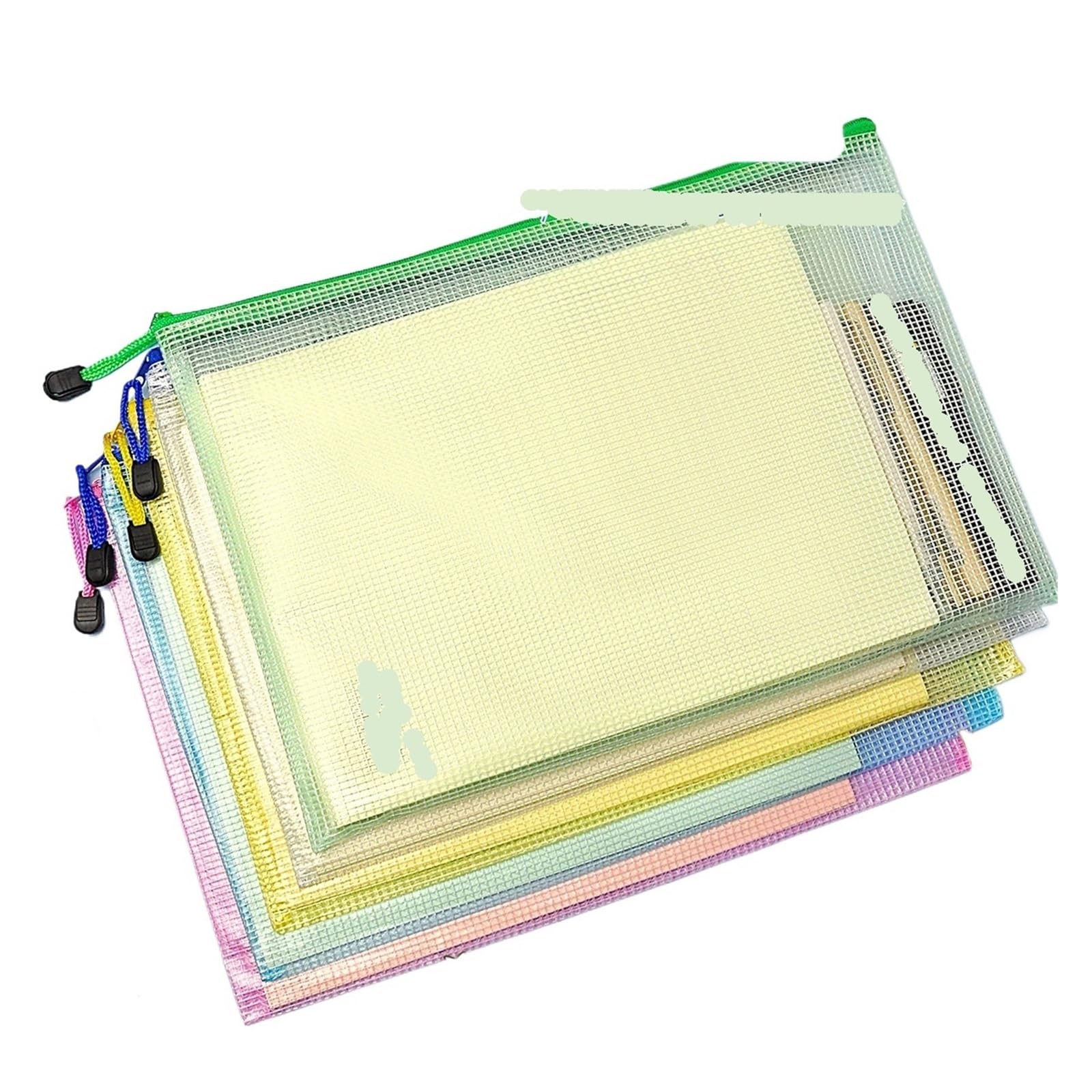 Lot de 24 pochettes à fermeture éclair A4 A4 - Couleurs mélangées - En maille - Fournitures scolaires et de bureau - Multifonctionnel - Pour voyage