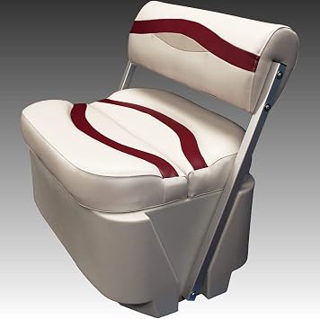 DeckMate Complete Premium Pontoon Flip Flop Seat and Base Ivory/Burgundy/Tan