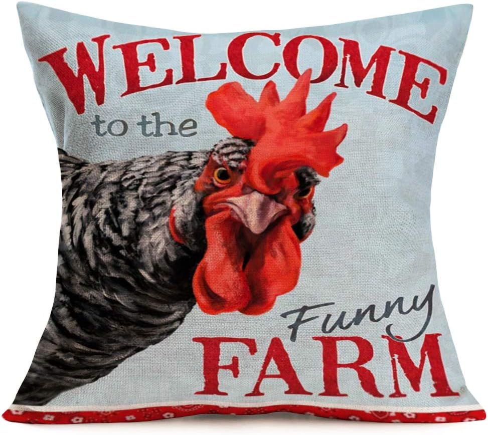 ShareJ Farm Rooster Pillow Covers with to The Funny