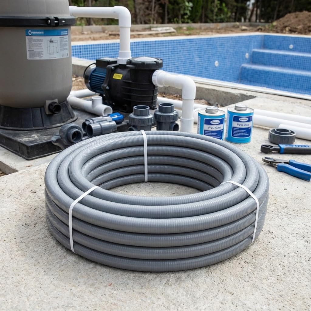Suinga Tubería PVC Flexible hidrotubo Gris (40mm, 25 metros)