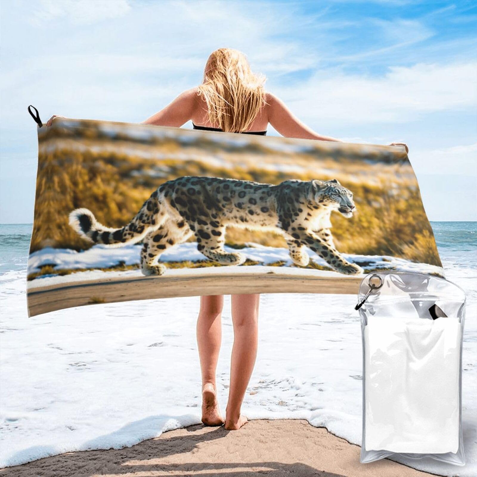 KAPPTYY Leopard Print Quick Dry Towel Bath Shower Beach Wrap For Gym Vacation Adults