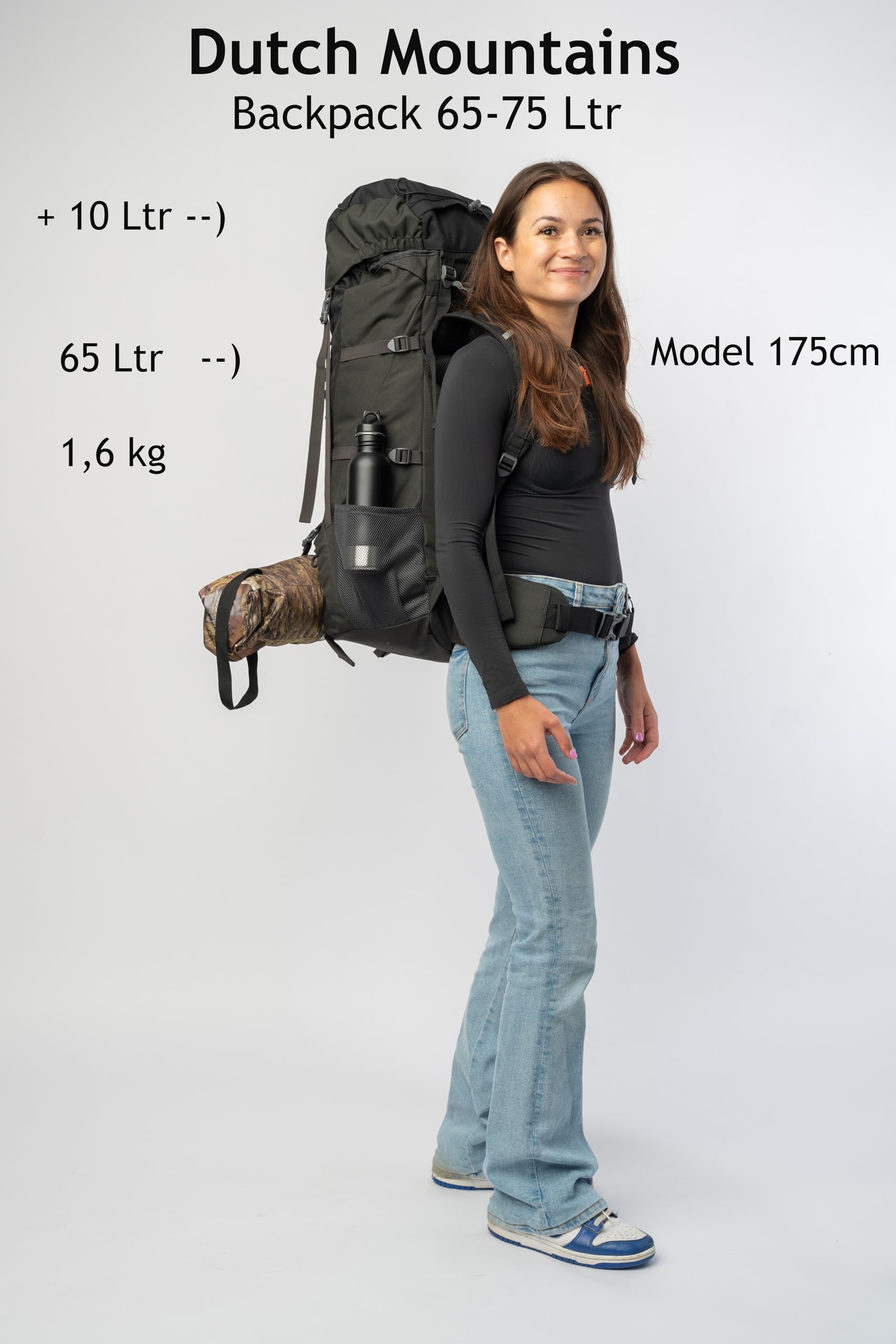 Dutch Mountains Plecak trekkingowy 65 ltr - 75 ltr lekki, wodoodporny, turystyczny plecak podróżny (Zielony)