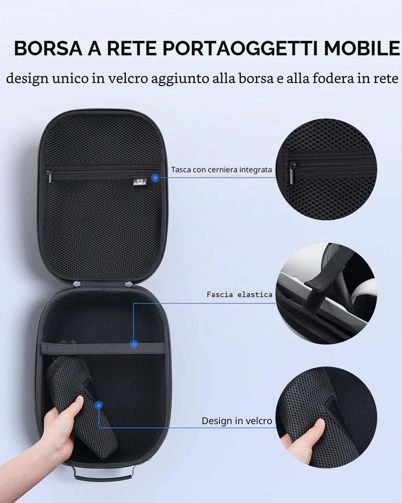 Aubika Custodia rigida per Meta Quest 3S/Oculus Quest 3&2&Pro/Vision Pro/Pico 4, compatibile con accessori per cinturini per cuffie Elite/batteria, adatta per viaggi e archiviazione domestica (nero)