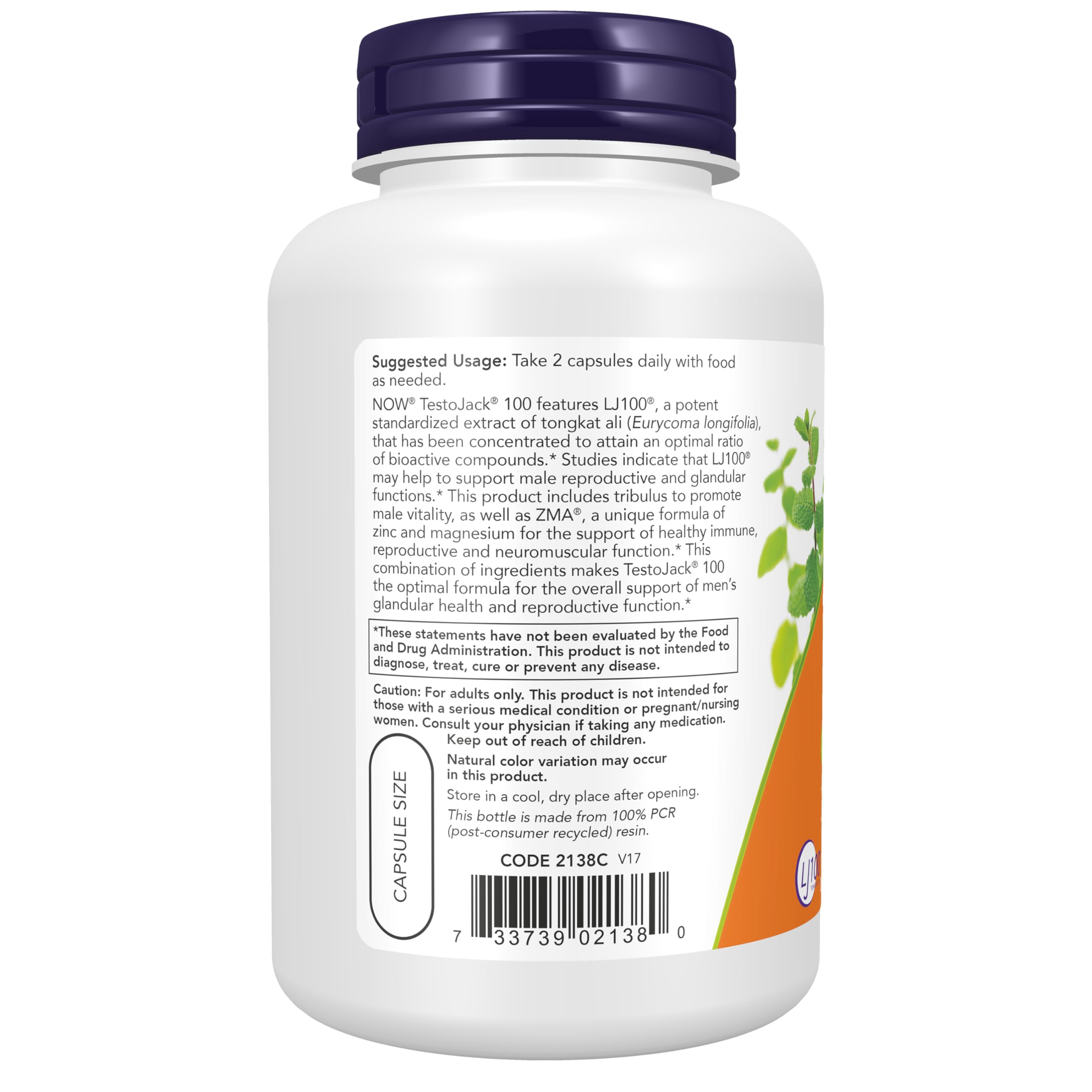 NOW Supplements, TestoJack™ 100 with LJ100®, Tongkat Ali, 120 Veg Caps — Amazon image 3