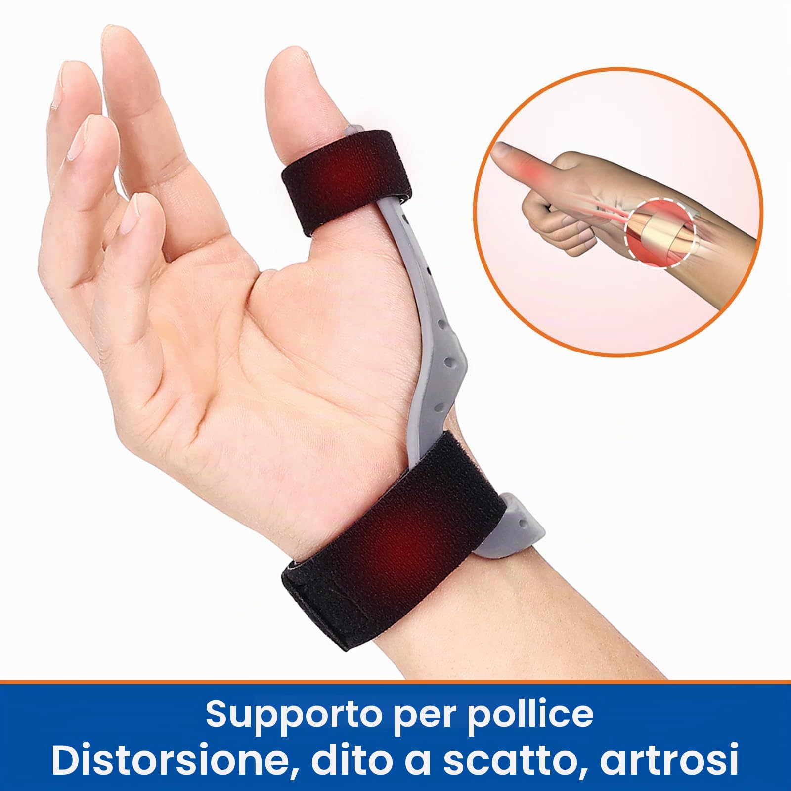 Tutore Universale per Pollice Sinistra/Destra, Banda per Pollice in Silicone Traspirante per Artrite, Tenosinovite, Distorsioni del Pollice - Supporto per Pollice (M, 16-18,5CM)