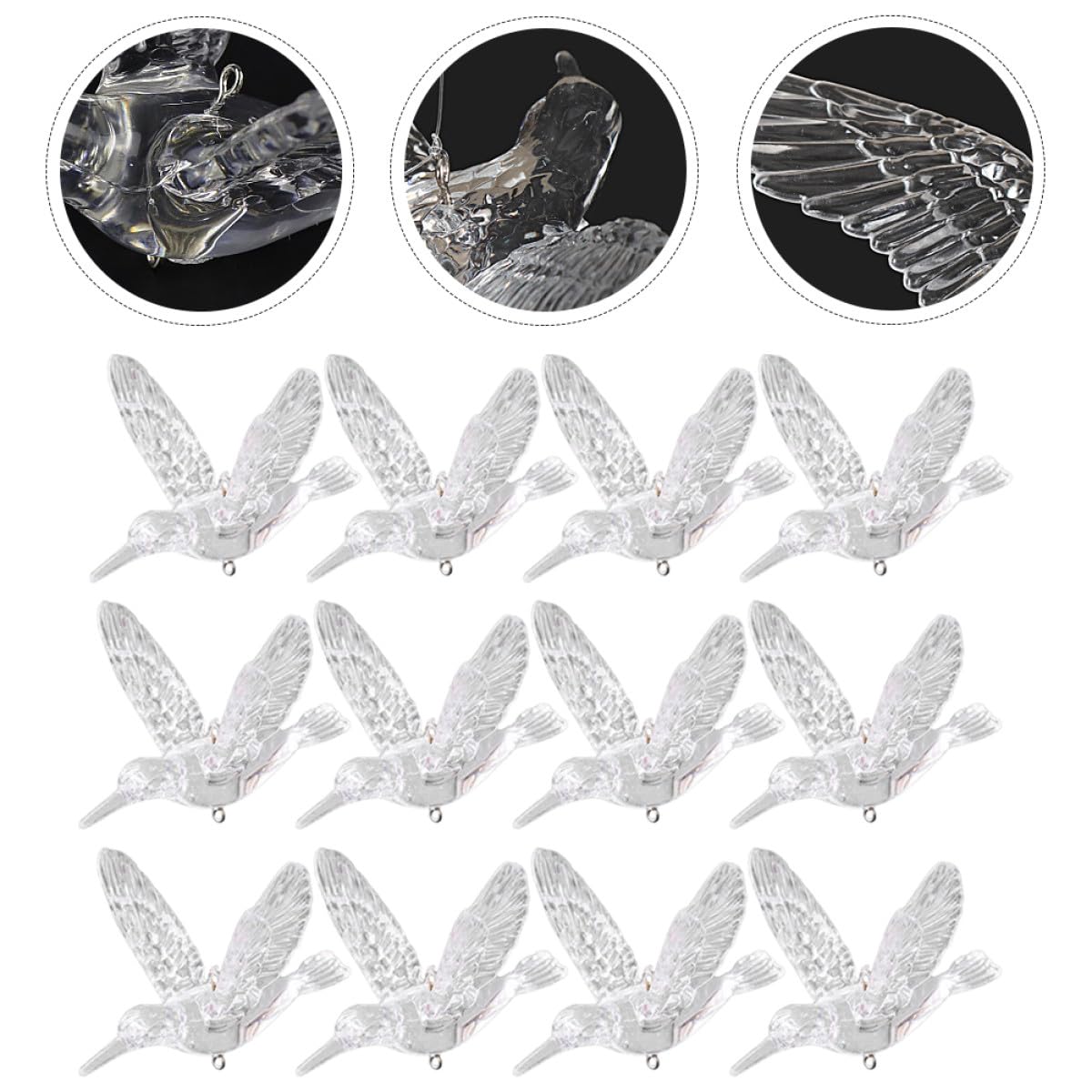 Toyvian 20 Stück Transparente Acryl Hängedekoration 105cm Vogelanhänger für Hochzeit Decke Fenster Innen Außendekor