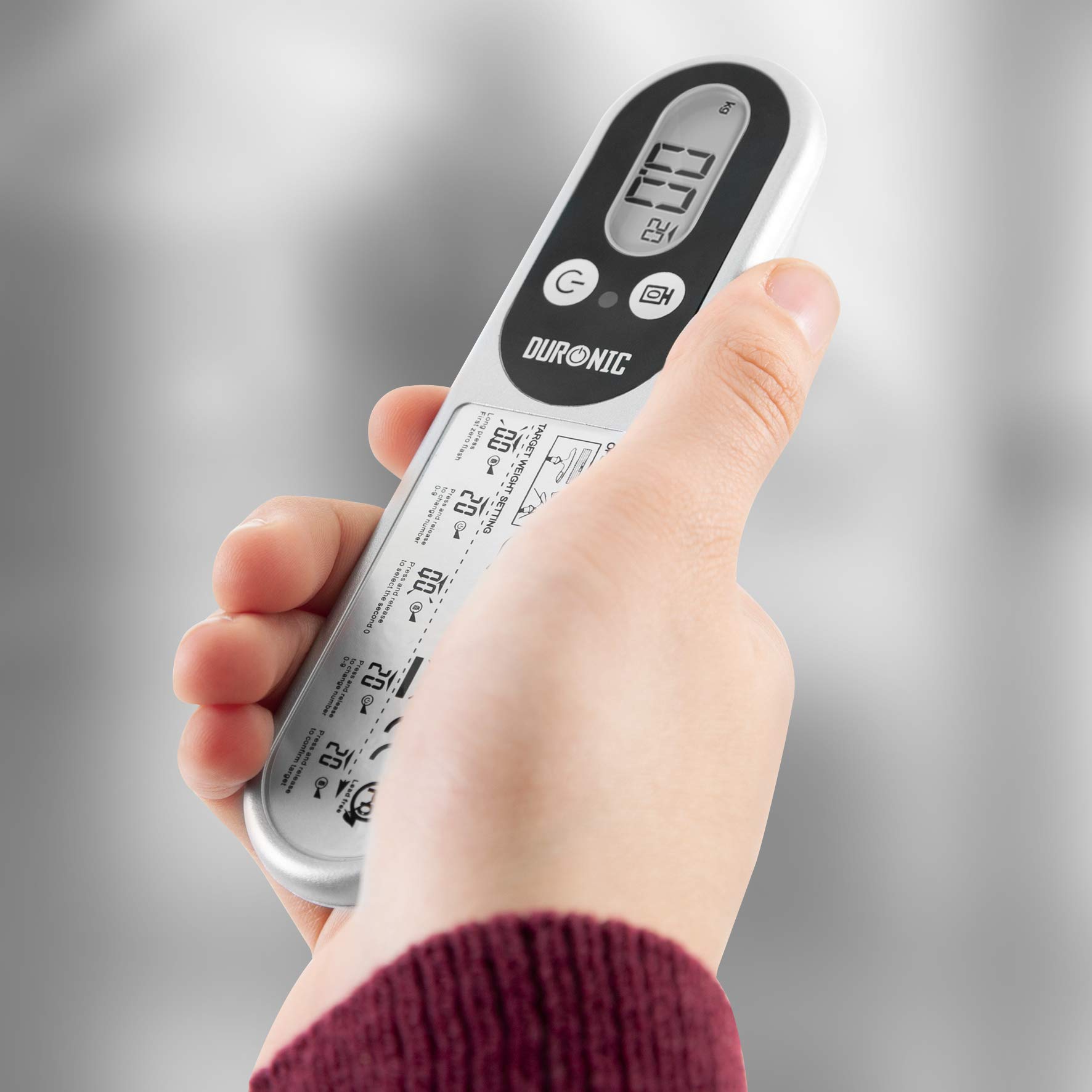 Duronic LS1014 Waga bagażowa elektroniczna z bateriami do 50 kg | przenośna cyfrowa mała waga podróżna | ważenie bagażu podręcznego | waga wędkarska | uniwersalna rączka | Pomiar w kg lb st