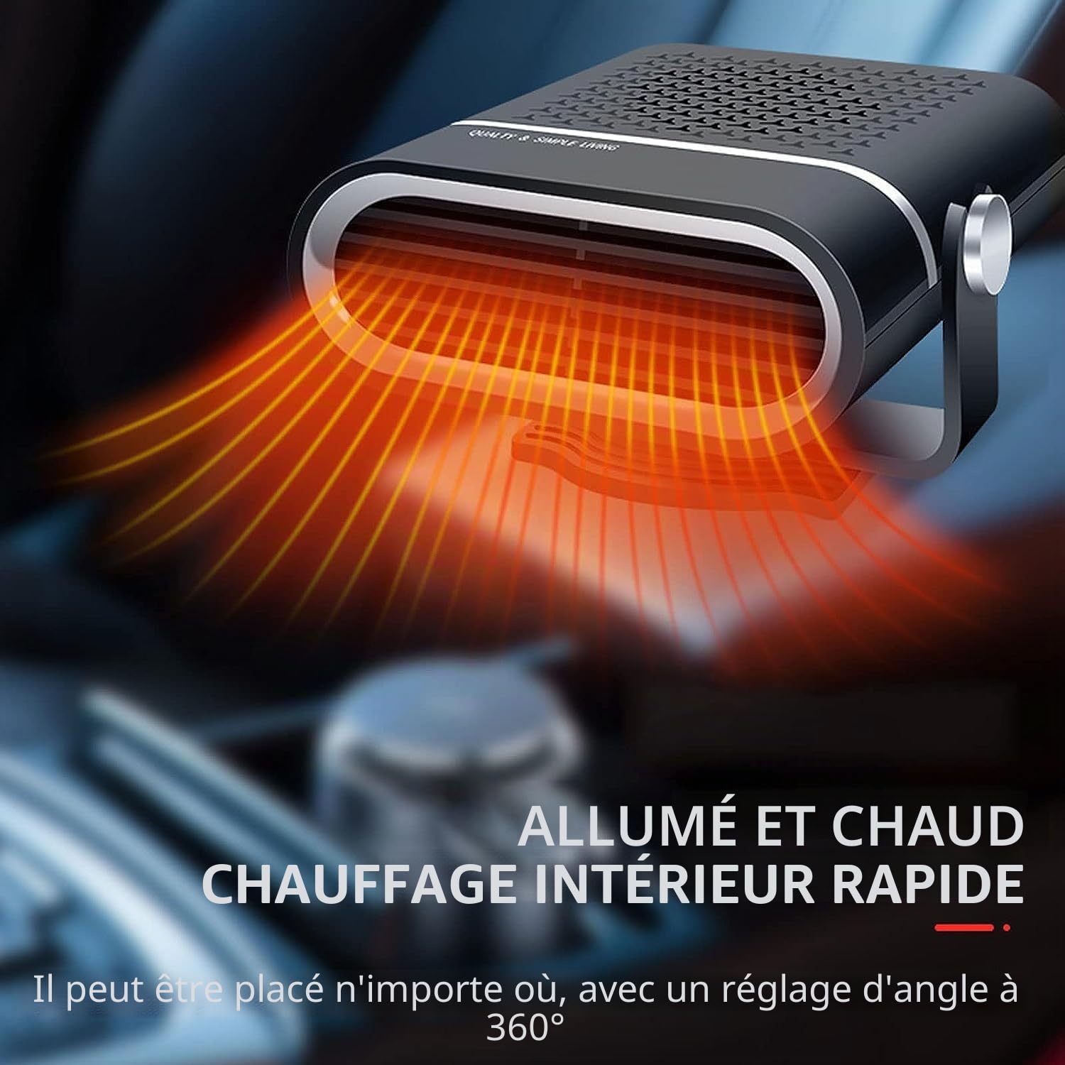 beseloa Chauffage de Voiture 12V 150W 2 en 1 - Portable - avec Base rotative à 360 ° - pour Pare-Brise de Voiture