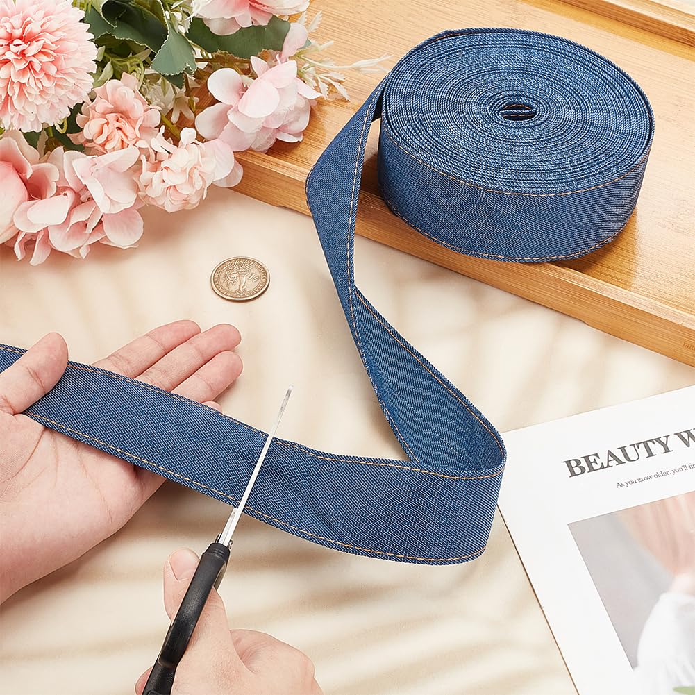 PH PandaHall Jeans-Stoffbänder – 3 Rollen Denim-Fransenband Für DIY, 15m Lang, 4cm Breit