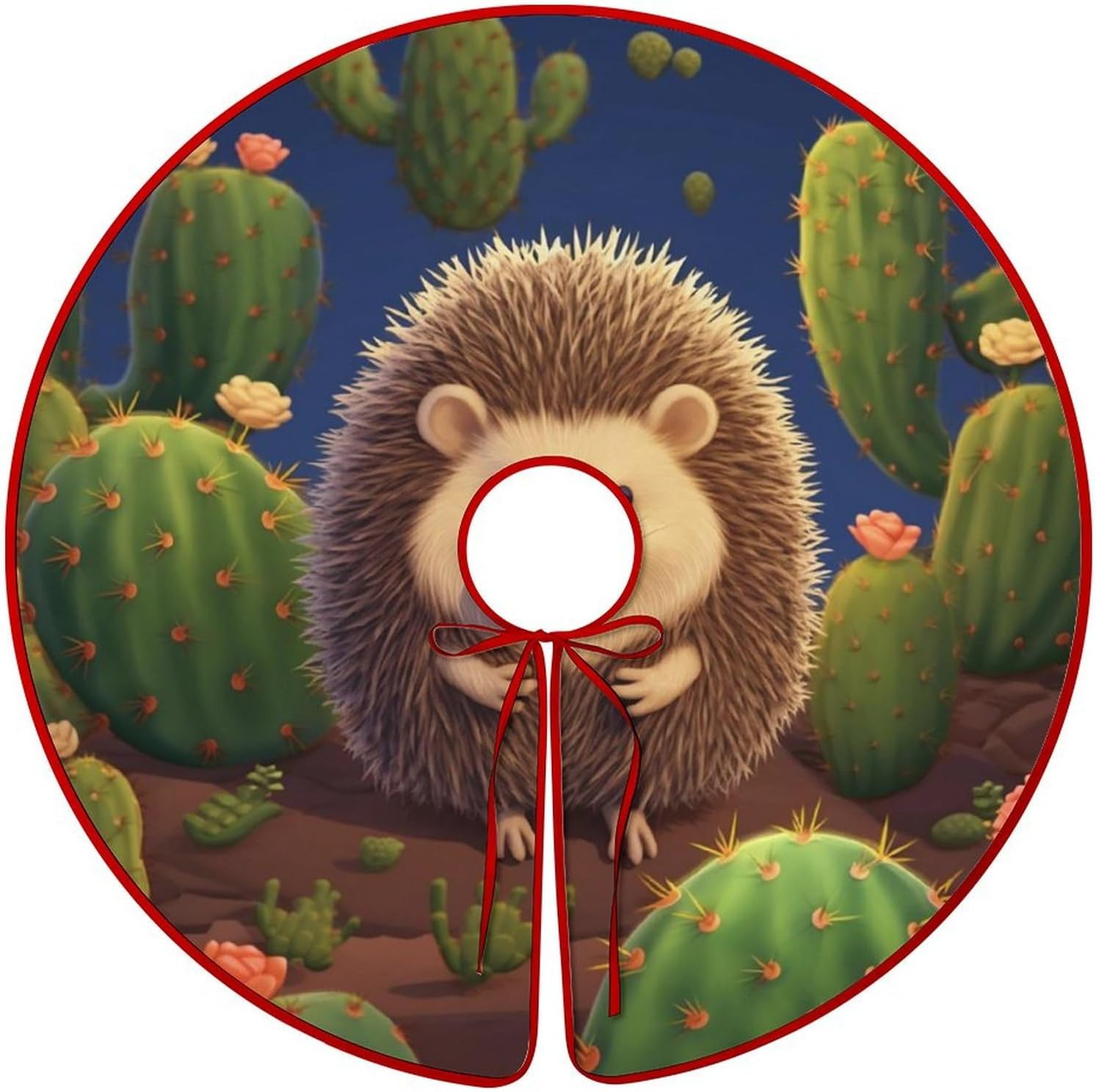 Christmas Tree SkirtHedgehog Cactusclassic Fashion Tree Skirt Painted Multifunctional Christmas Tree Skirt