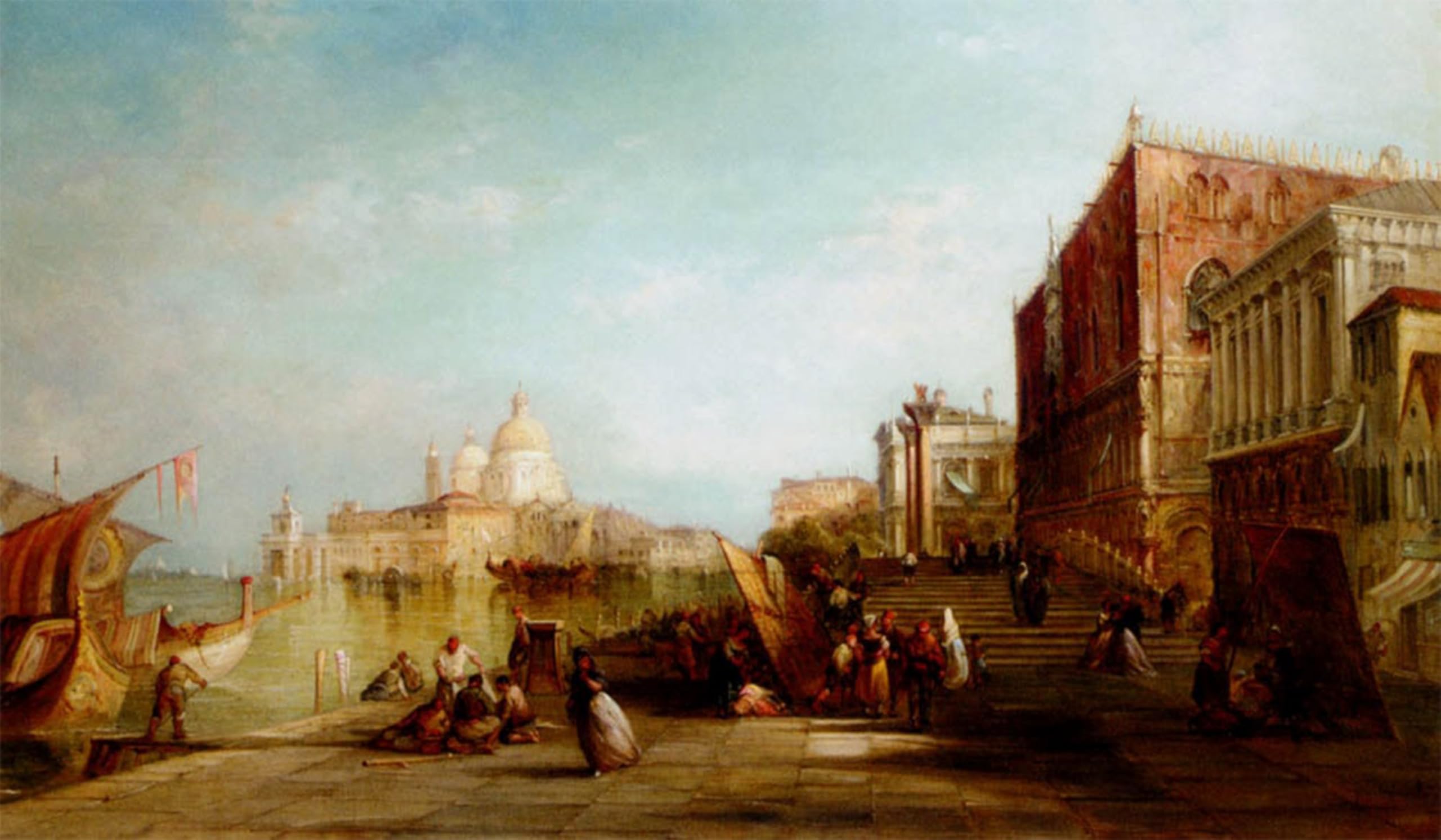 ARTXLXXBN Famous Print Painting Colorful Art Print Santa Maria Della Salute From the Riva Degli Schiavoni by Alfred Pollentine Canvas Art Decorations for Home Decor 60x90cm