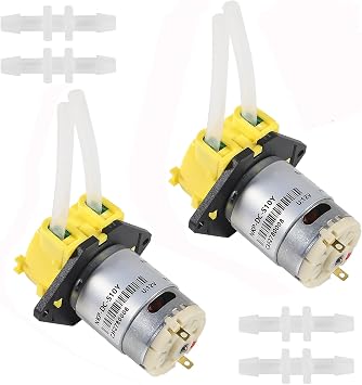 2Pcs DC 12V مضخة تمعجية DIY مضخة جرعات سائلة صغيرة لمختبر حوض السمك التحليلي - أصفر