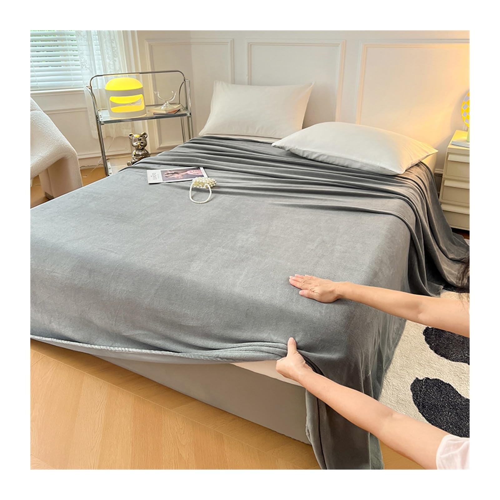 Winter Bettlaken Betttuch Laken Leintuch Haustuch ohne Gummizug Warme kuschelige Premium Cashmere Touch Fleece Plüsch Betttuch vielen Größen und Farben ( Color : Gray(Grey) , Size : 200x230cm-78x90 in