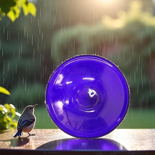 Miniatura 3 de Cuenco de vidrio agrietado, 14 pulgadas, azul cobalto