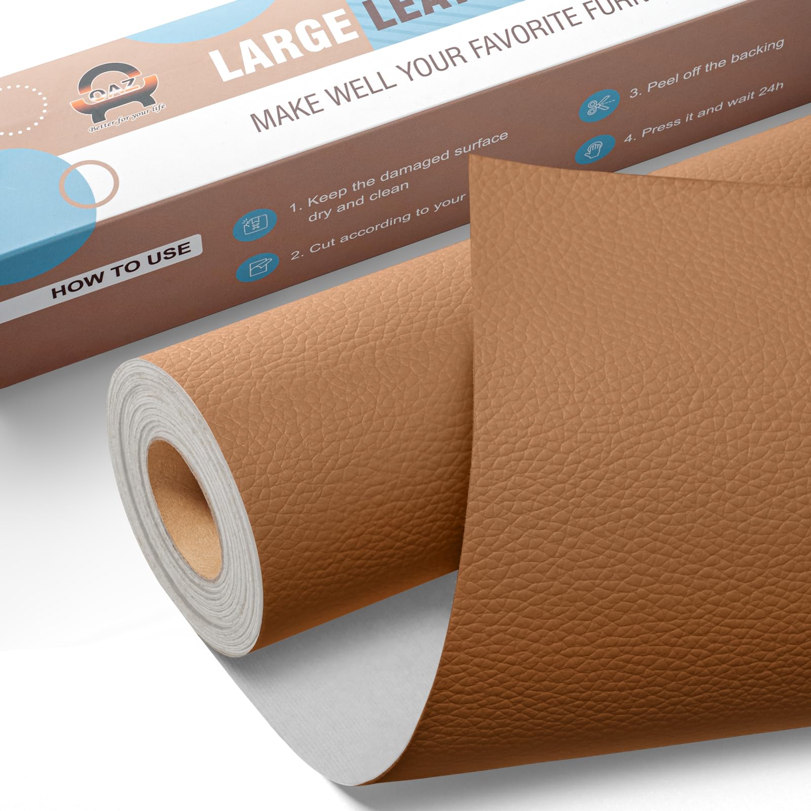 OAZ Large Leather Repair Patch Self Adhesive,16×63 inch Large Leather Tape for Furniture,Leather and Vinyl Repair Patch Kit for Furniture,Recliner,