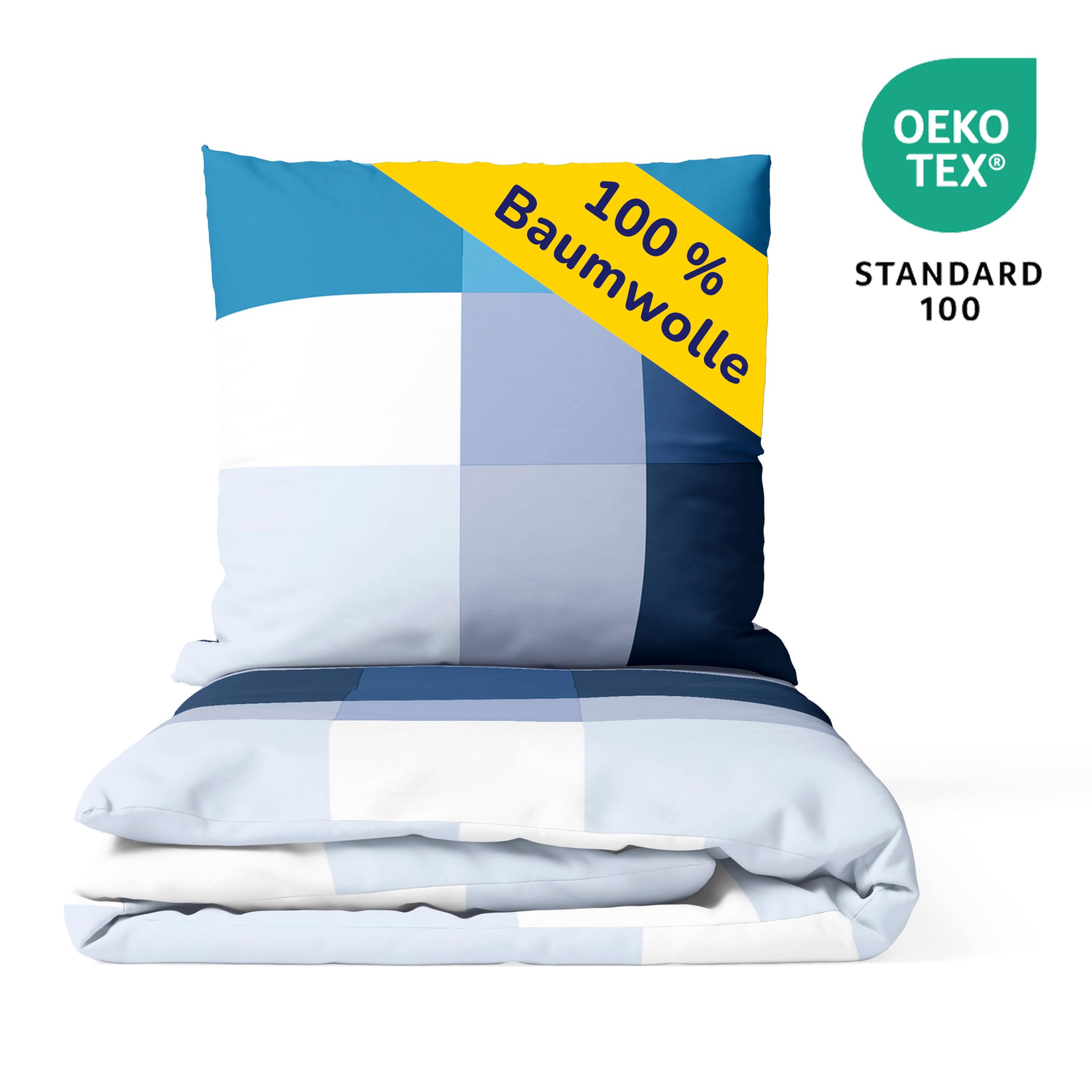 Träumschön Biber Bettwäsche Set 2tlg 155x220 cm + 80x80 cm – Flauschige Blumen Bettwäsche Petrol – Weiche Winterbettwäsche Kariert - Atmungsaktiv, Warm & Hautfreundlich - 100% Baumwolle