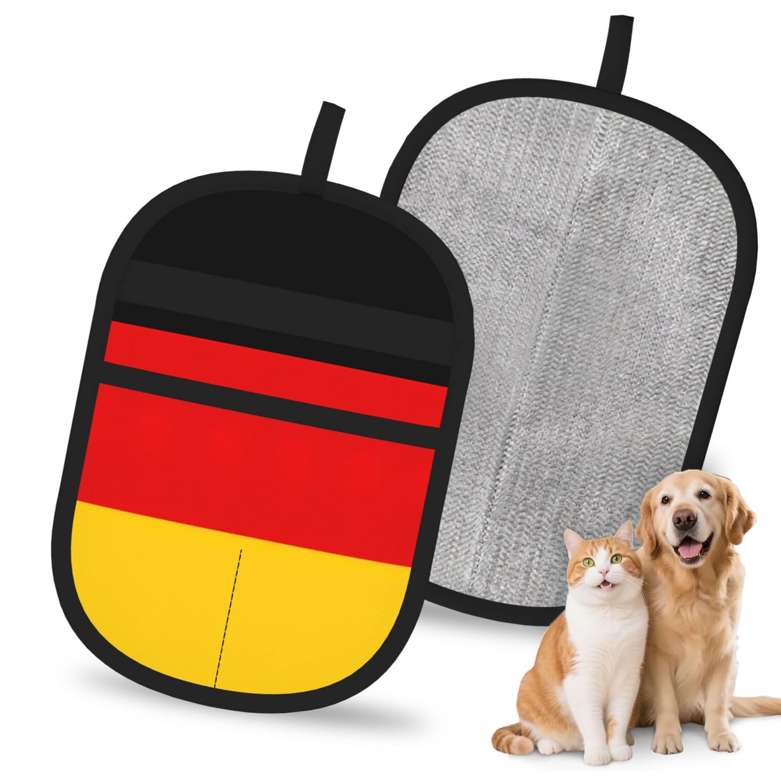 German Flag Print Pet Hair Remover Gloves Grooming Cleaning Accessory Reusable Deshedding Tool