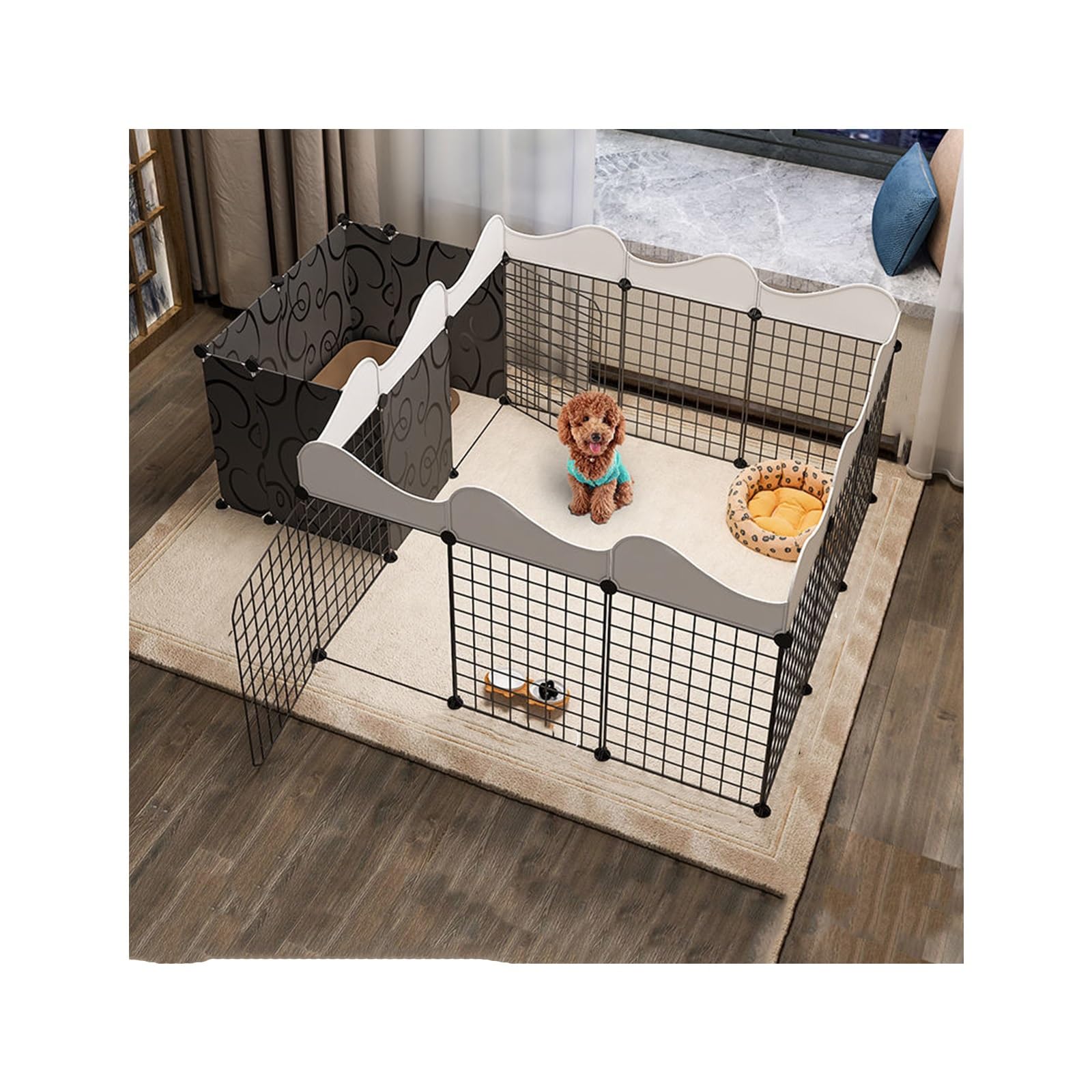 Recinto Recinzione Per Cani Recinto Per Cuccioli Recinzione Per Animali Domestici Recinzione Per Cuccioli Con Porta Recinto Per Cani In Metallo Recinto Per Cani Pieghevole(Black extended with