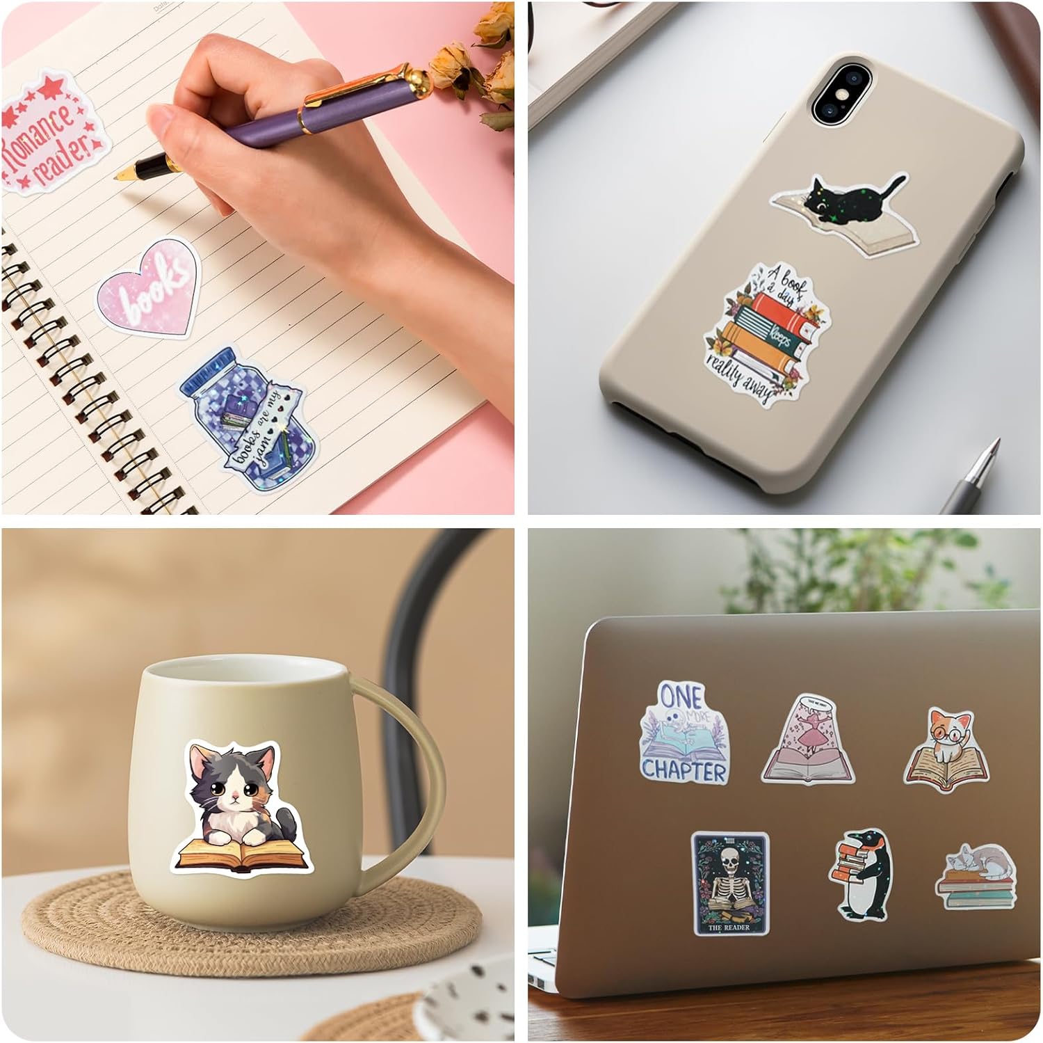 150 PCS Romance Book Stickers for Kindle, Holographic Bookish Sticker Pack for Readers Adult, Glitter Vinyl Decals for Laptop Water Bottles Ebook Readers Journal Scrapbook Waterproof - Image 6