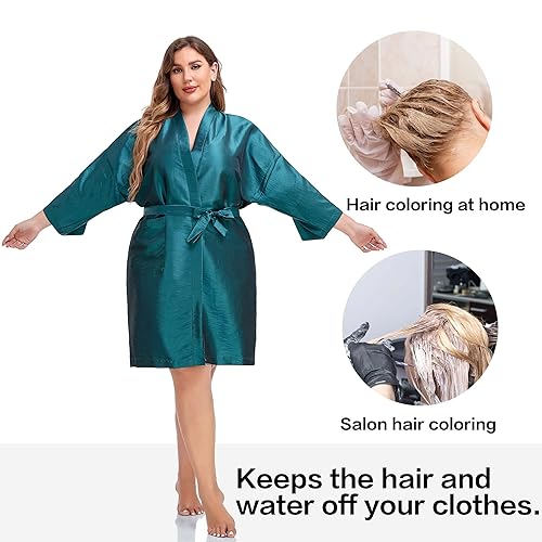 Miniatura 4 de PERFEHAIR Bata de peluquería para clientes, estilo kimono (gris)