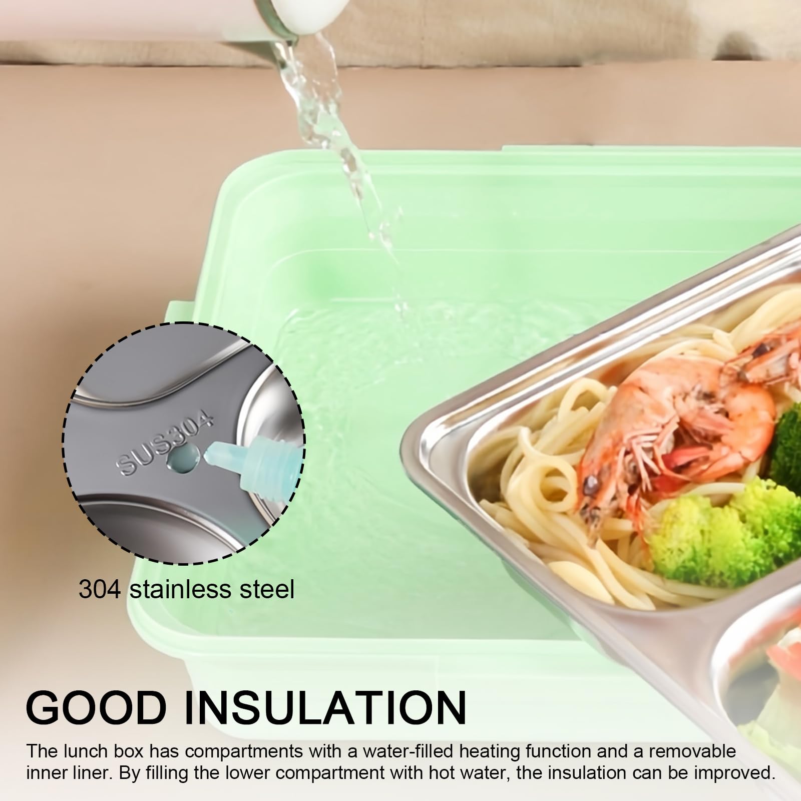 Boîte Repas Isotherme Inox 1500 Ml - 5 Compartiments, Couverts Inclus - Avec Sac Isotherme - Pour Bureau, école, Pique-nique - 11
