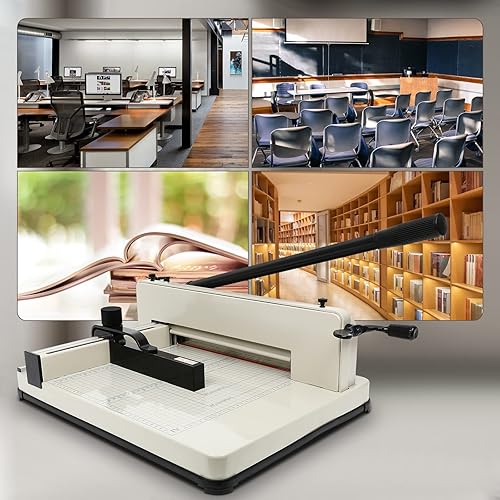 Miniatura 5 de Cortador de papel de guillotina resistente de 17 pulgadas, hoja de repuesto para 400 hojas gratis para cortadora de papel para oficina, hogar,