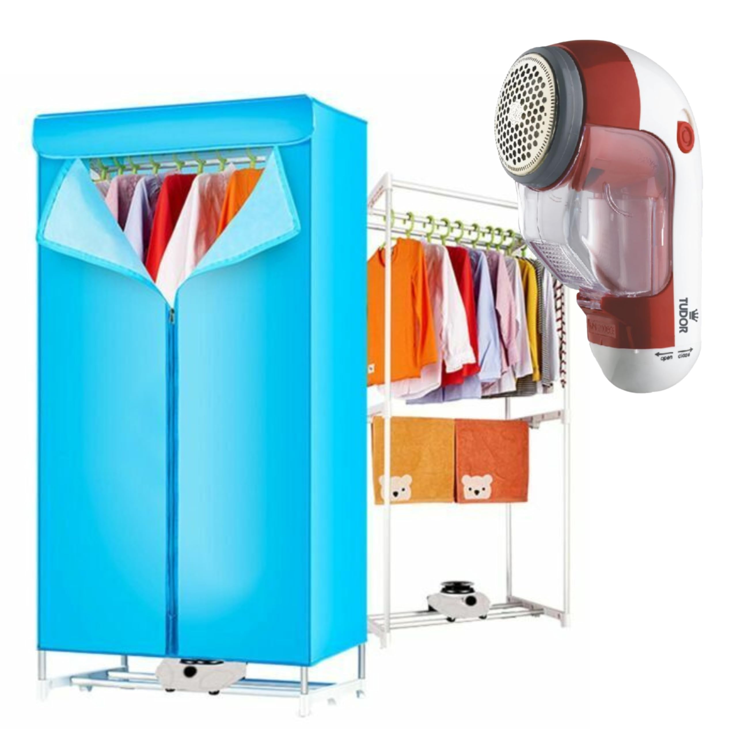 Box Asciugabiancheria + LEVAPELUCCHI COLORAZIONE MISTA, Potenza 900 W, Timer 180 Minuti, Spegnimento Automatico, Ciclo Di Asciugatura Rapido E Completo In 1-2 ore