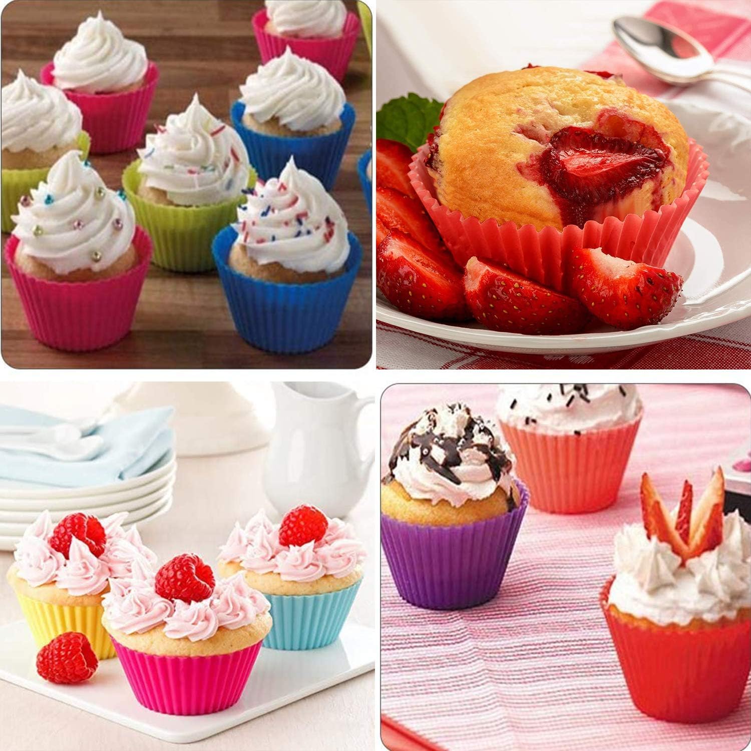 30 Pack Silicone Baking Cups, Reusable Non Stick Silicone Cupcake Liners for Baking