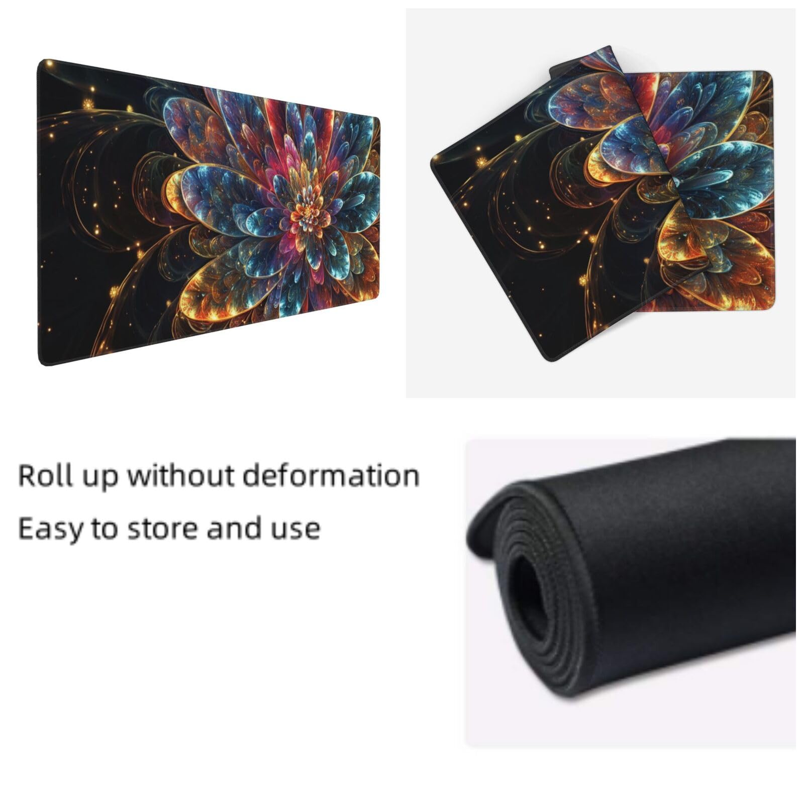 Podkładka pod mysz z kwiatami XXL 1200x600x3 mm, kolorowa podkładka pod mysz dla graczy, duża podkładka pod mysz ze zszytymi krawędziami, gładka powierzchnia i antypoślizgowa gumowa podstawa,
