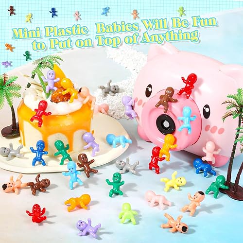 Miniatura 4 de Selizo 120 mini figuras de plástico para bebés, pequeñas figuras de plástico para bebés, pastel de rey pequeño, a granel para juegos de Ice Cube My