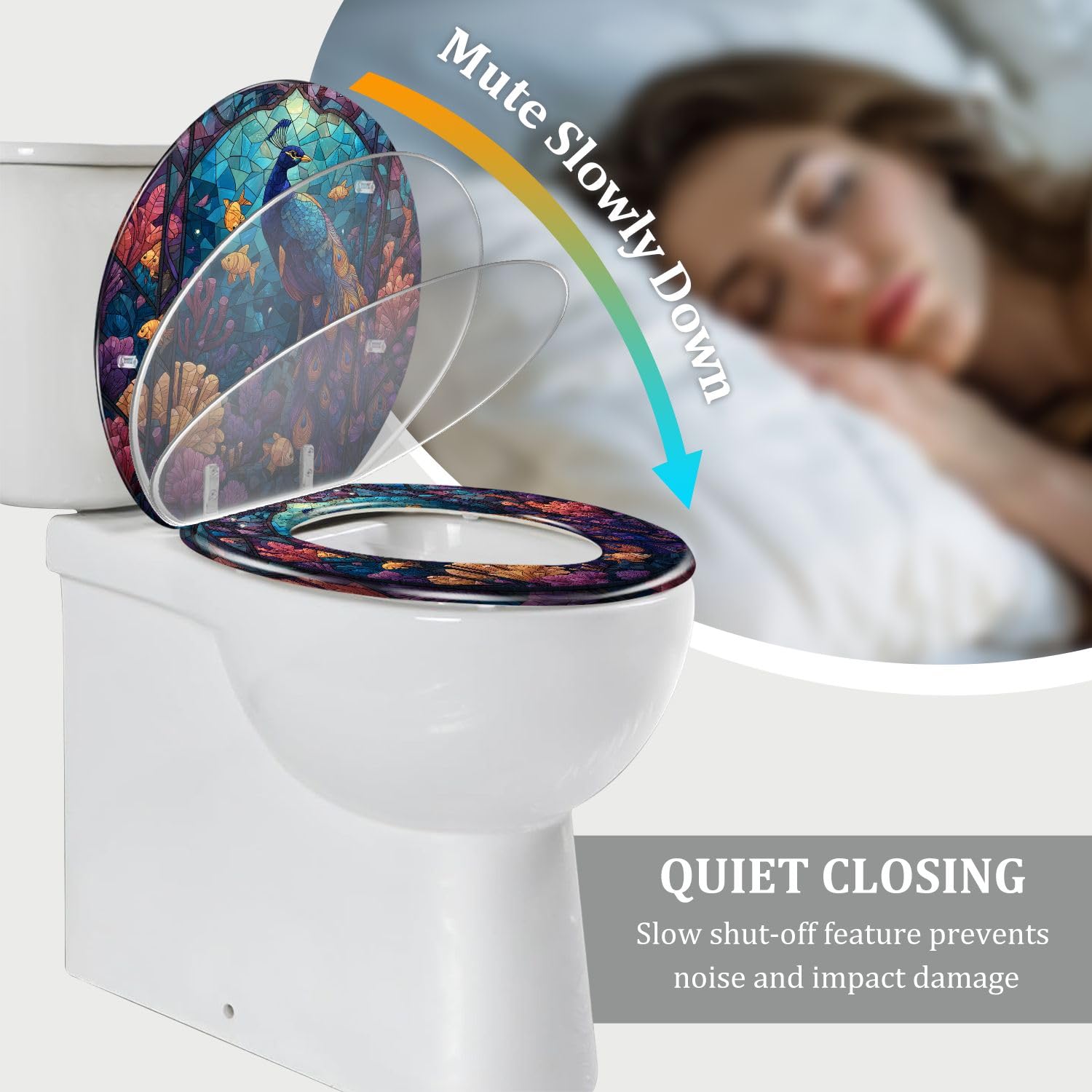 Asiento de Inodoro Redondo de vidrieras ArtisanCraft para baño