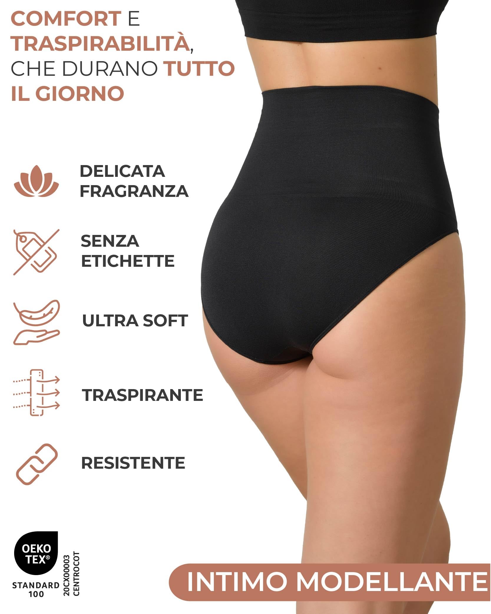 Risalti Pancera Contenitiva Donna 2 pz – Guaina Contenitiva Donna Seamless, Mutanda Contenitiva per Ventre Piatto, Intimo Modellante Confortevole in Microfibra – Made in Italy