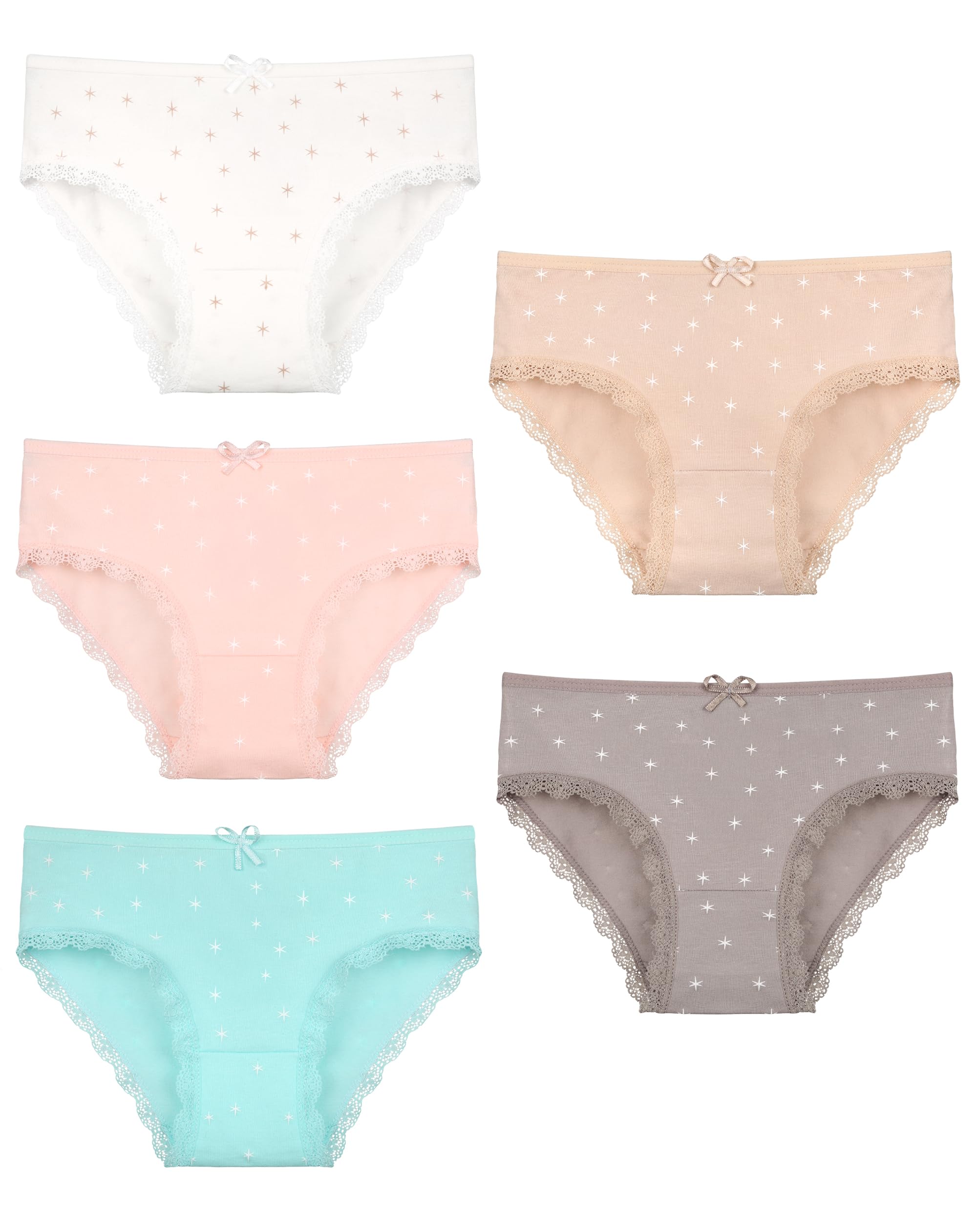 Donella Girls Soft Cotton Underwear - Kids Bikini Brief Panties for Girls and Toddlers 5-Pack Age 2-15