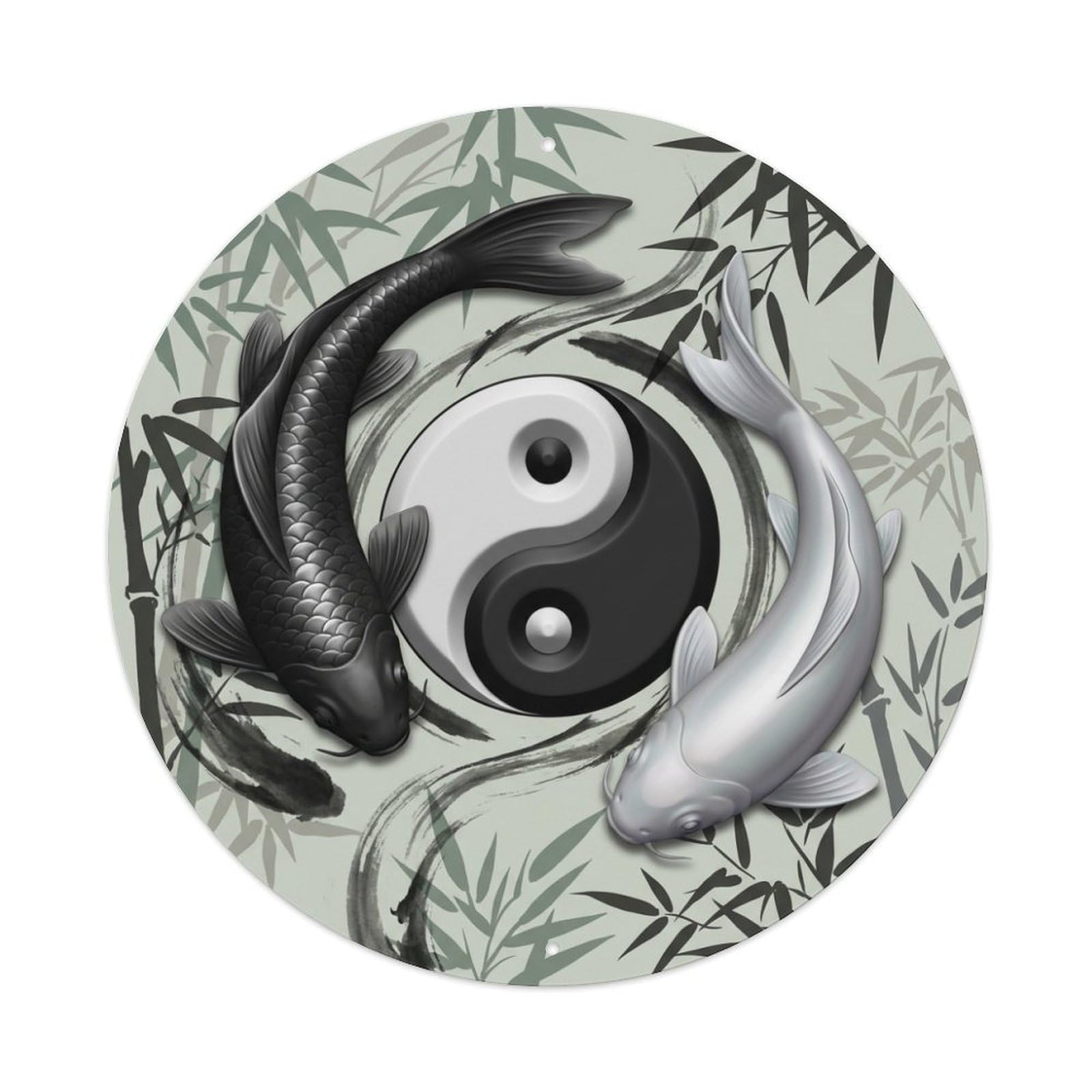 Metal Tin Sign Tai Chi Koi Fish Philosophy Wisdom