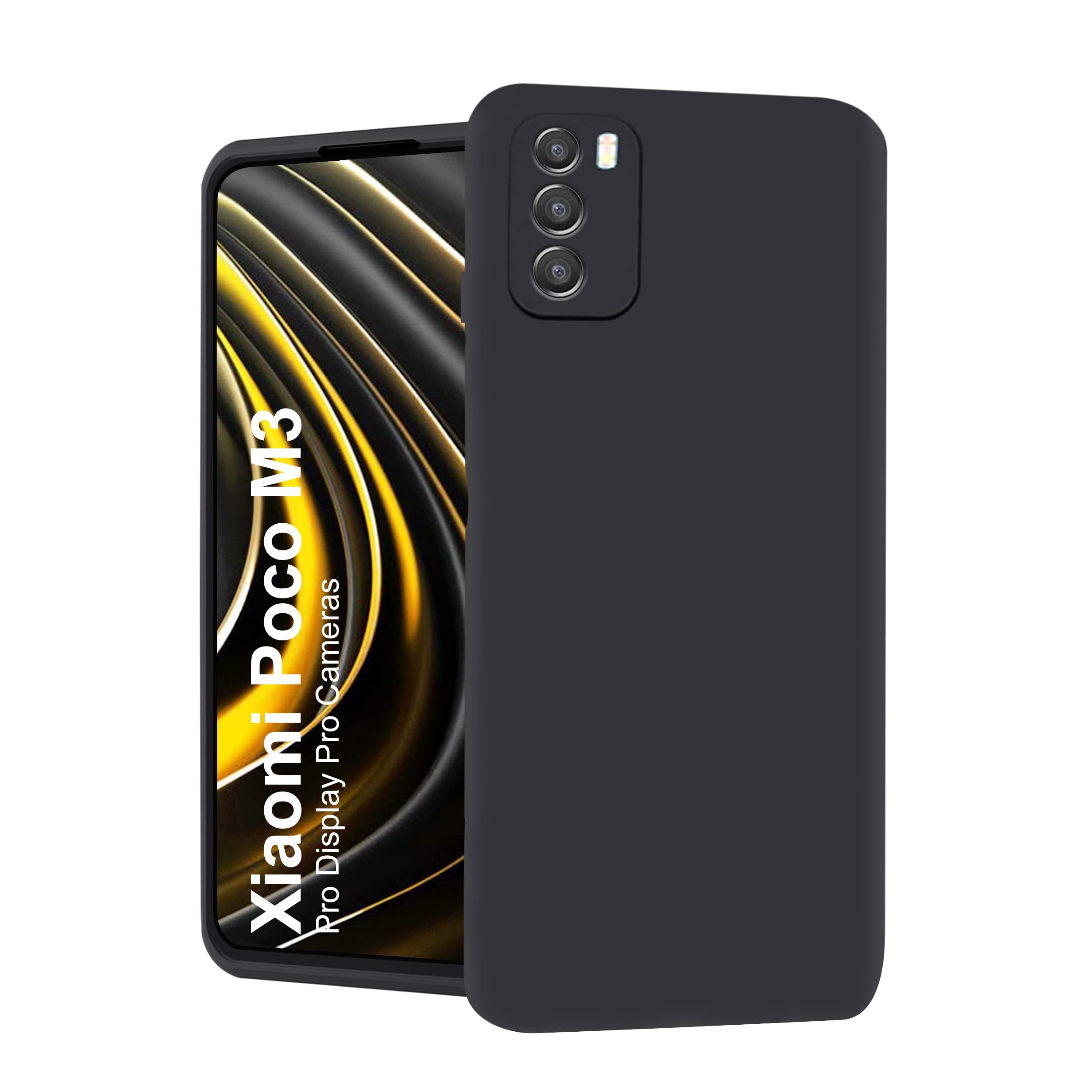 AE MOBILE ACCESSORIES® Back Cover for Poco M3 TPU Slim Soft Silicone | Inner Microfiber | Camera Protection Bumper Case (Black)