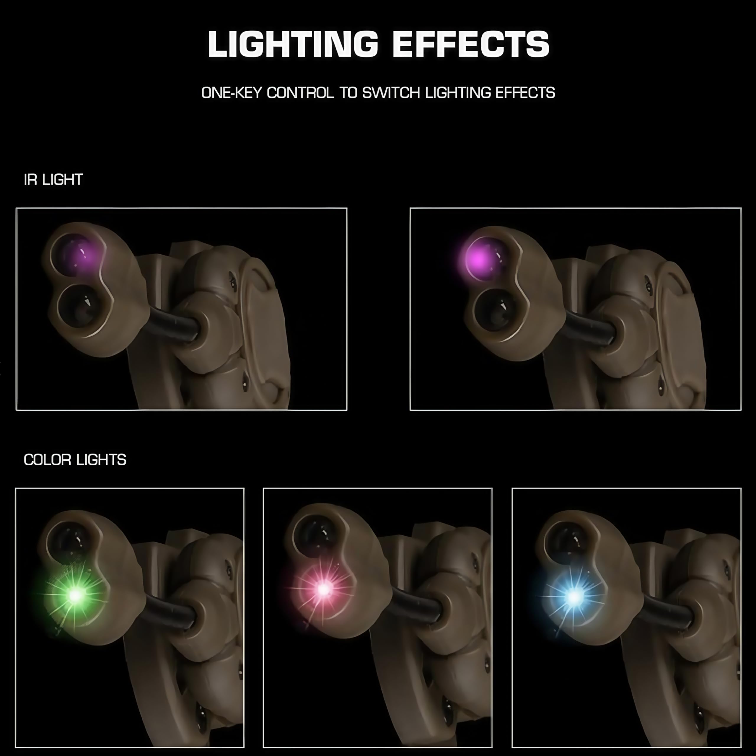 ACEXIER Luce per casco tattico, 3 modalità, interruttore torcia L.ED, system di illuminazione modulare multifunzionale, casco da caccia (Green)